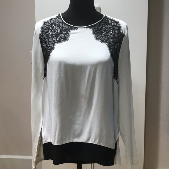Zara Color Block  Lace Insert Blouse - Picture 6 of 7
